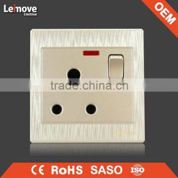 new product 1 gang gold round 3 pin socket