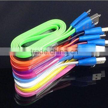 2015 Smile Face Noodle 2.0 USB Data Charge Cable Visible Led Lighting Flat Sync adapter for S4 S6 S3 note2