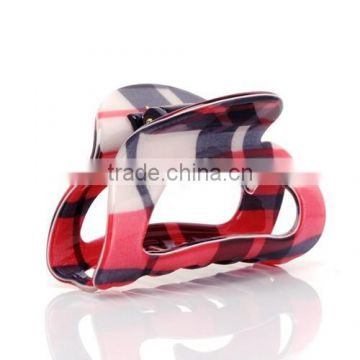 Fabric Checks print large hair grip clamp curved jaw clip