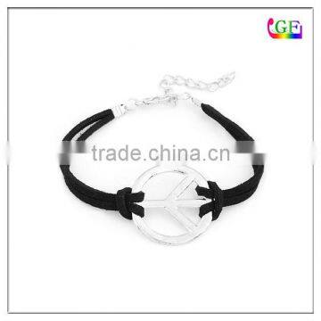 Top fashion custom design rope leather bracelet