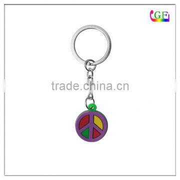 Peace sign soft pvc rubber keychain