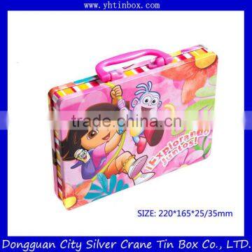 Rectangular Cartoon Metal Tin Box/Custom Candy Tin Box with Handle