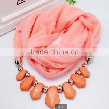 Fashion Acrylic Necklace Chiffon Scarf for Lday