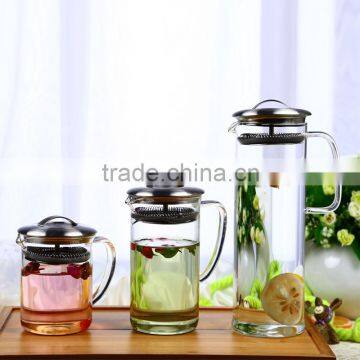 Hot sale 400ml high borosilicate small glass teapot with infuser N6001