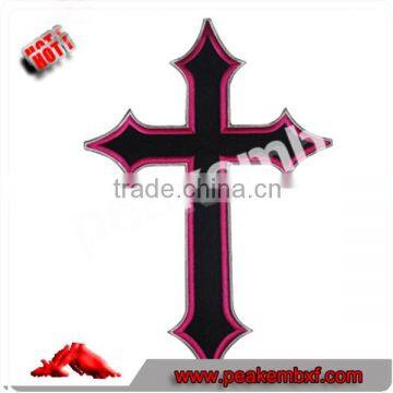 Best Quality Sew on Embroidery Stitches Filled Cross Patches Embroidery Digitizing Iron on