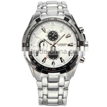 CURREN White Luxury Sport Analog Army Military Steel Band Men's Quartz Watch