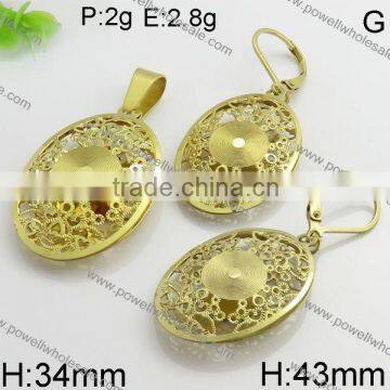 New Arrival Oval Shape Dubai 18k Gold Jewelry Set