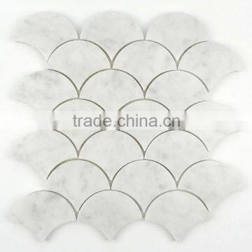 White carrara marble mosaic drawing water jet mosaic tile for wall