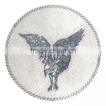 bird pattern honed white and gray marble mosaic chips flooring mosaic