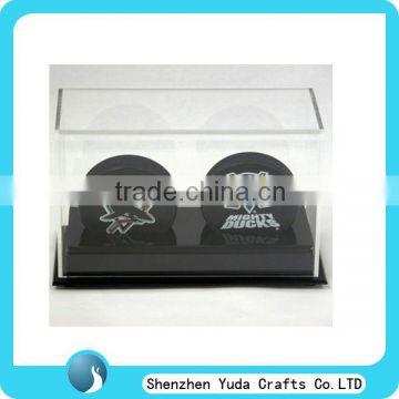 acrylic double hockey puck display box,ice hockey puck display case