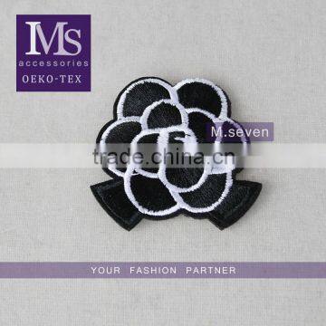 mystical embroidery textile patches gardenia black and white match pattern trim 6*7cm for dress