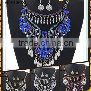 No.1 yiwu & ningbo exporting commission agent wanted fringe style sexy American diamond necklace set jewelery set