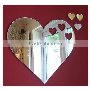 heart shape acrylic wall mirror