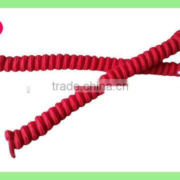 Spiral no tie red shoelace/elastic no tie curly shoelace