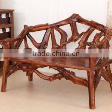Southeast Asia Style Root Carved Double Seater Chair, Wood Carved Decorative Leisure Chair (BF01-X1164) photo-4