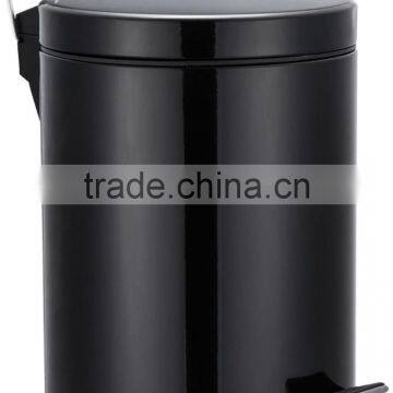 5 Liter/1.3 Gallon Round Step Color Pedal Metal Trash Bin, Stainless Steel Trash Can (Black) photo-2