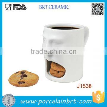 Special Man Face Design Coffee Mug with Cookie Holder