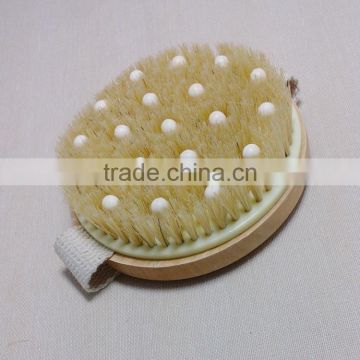 C301-1 Natual boar bristle Bath Massage Brush Shower Rubber Massage Brush