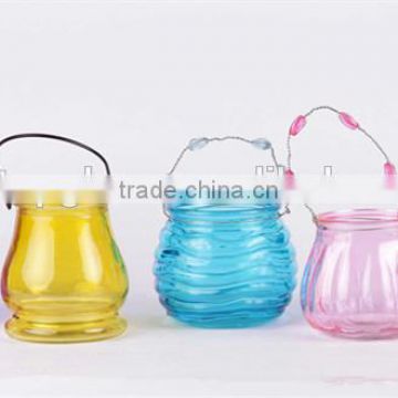 colored glass lanterns with hanging