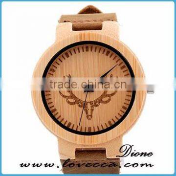 Best Quality Luxury Men's Bamboo Wood Watches Genuine Leather Strap photo-6