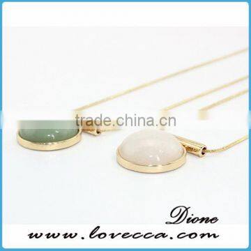 Synthetic Turquoise Gemstone Necklace Jewelry With Gold Plated Chain photo-4