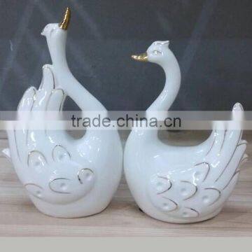 Love Ceramic Handpainted Gold Wedding Gift Couple Swan photo-6