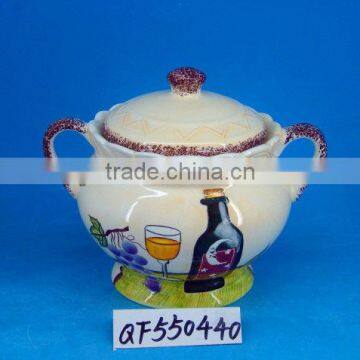 large ceramic kitchen canister with 2 handles