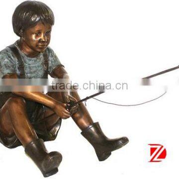 Little size garden statues boy fishing sculpture for sale