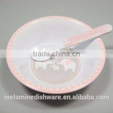 High Quality Custom Children Set Melamine Round Bowl and Rice Spoon photo-2