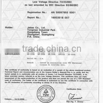 Certificate of Conformity Low Voltage Directive 73