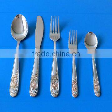 5 Pcs Stainless Steel Cutlery Set,flower carved