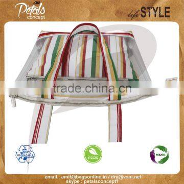 Multicolor See Through PVC/12 oz Canvas Bag With Pouch photo-5