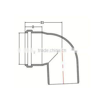 HIGH QUANLITY ELBOW WITH SOCKET OF PVC GB STANDARD EXPANDING FITTINGS FOR DRAINAGE WITH GASKET photo-2