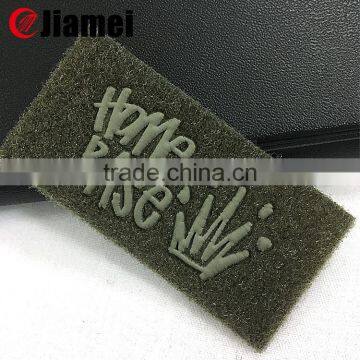 Machine made PVC patch with pu leather fabric rubber label