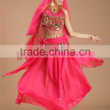 Bollywood chiffon belly dance costume paillettes and coins belly dancing wears