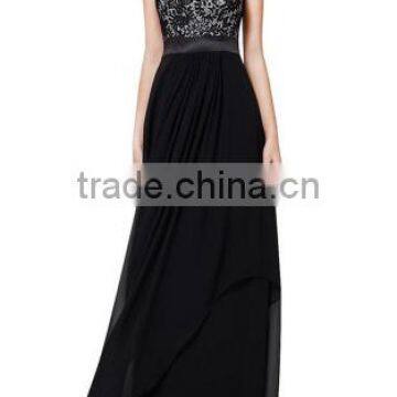2016 Vintage Black Red Lady Elegant Sleeveless Summer Lace Patchwork Party Club Dress Round Neck Long Dress Party Dress photo-2