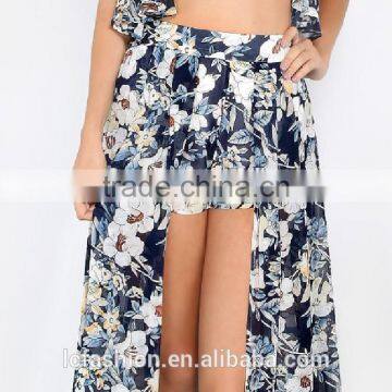 Summer Fashion Boho Clothing Latest Floral Print Skirt Blouse for Ladies photo-5