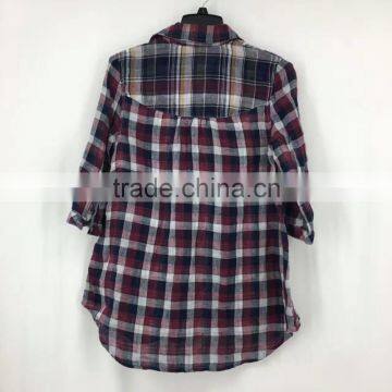 Women Garment Stock Lot High Quality Cotton Plaid Shirt photo-5