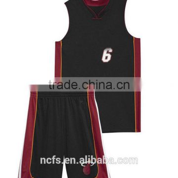 Top quality wholesale basketball uniforms color black