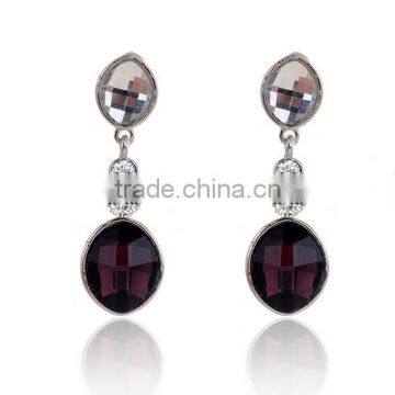 Black Flower Design Resin Pendant Earrings New Fashion Crystal Stud Earrings Jewelry Wholesale photo-2