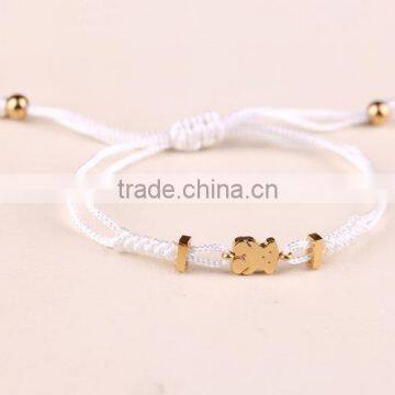 diy white cord woven steel charm adjusted bracelet handmade string steel charm bracelets for friendship bracelet 2016