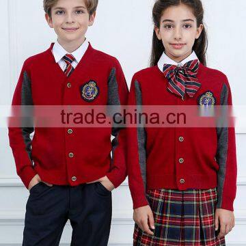 British Style Cardigan Kids Sweater 100% Cotton Primary School Uniform Designs photo-5