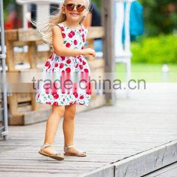 Bright Cherry Print Family Outfits Mommy And Baby Matching Mommy And Me Dress Women Girl Frock Dress photo-2