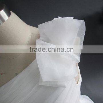 Knee Length One Shoulder Ball Gown Wedding Dress/Chiffon Wedding Dress photo-5