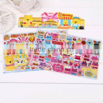 3D pop-up sticker children toy adom stikcer with crystal kinds education puffy DIY sticker glittle sticker