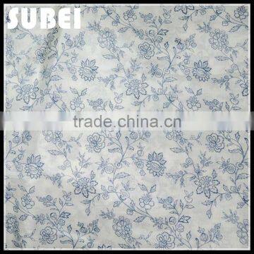 12MM Wholesale Wide Silk Cotton Fabric,printed Small Blue Flower Mulberry Silk Cotton Blend Fabrics photo-2