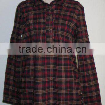 Crinkle Check Blouse