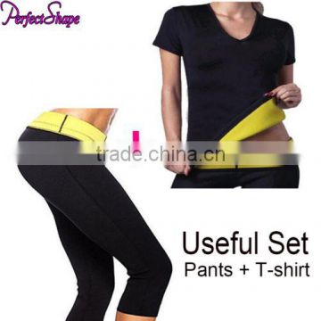 2PCS/LOT WOMEN NEOPRENE BODY SHAPER SET SLIM WAIST PANTS BELT YOGA VEST SHAPERS