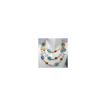 Sell Three Rowe Biwa & Coin Pearl & Green Jade Neckalce