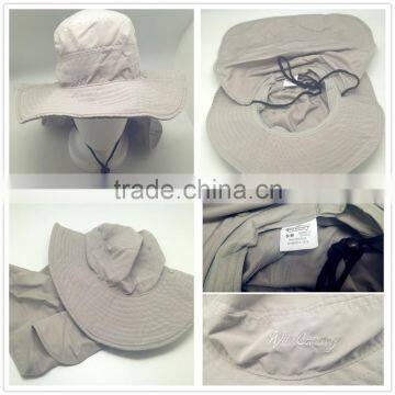 2016 Fashion plain desgin 100% polyester unisex bucket hat with wing/flap for all age group